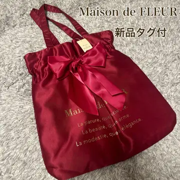 택 포함 새상품 Maison de FLEUR 리본 토트백 빨간색