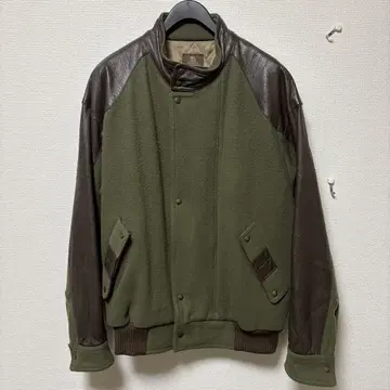 블루종 올리브 그린 천연 가죽