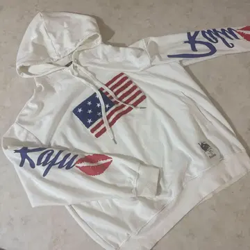 Rafu 후드티 미국 국기 디자인 화이트 후드티 L 사이즈