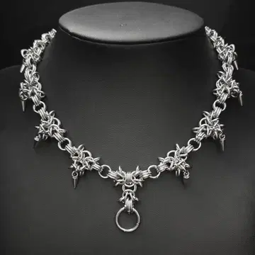 chainmail silver unique necklace punk'