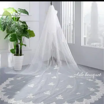 롱 베일 레이스 결혼식 웨딩 aile bouquet