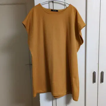 머스타드 색상 반팔 튜닉 핸드메이드