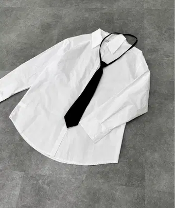 jiasecond. 넥타이 포함 오버 셔츠 Y2K 한국 화이트