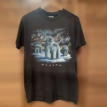 80s Alaska T셔츠 화이트 오로라 애니멀