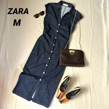 ZARA 자라 데님 개더 롱 원피스 인디고 M