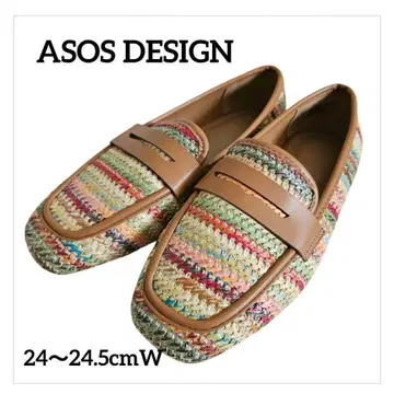 ASOS DESIGN Maddox 라피아 슬림 로퍼 가을 컬러