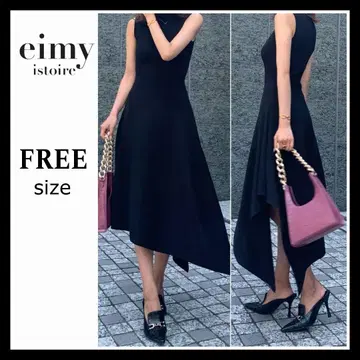 eimy 이스토아 블랙 F 아지메 니트 맥시 길이 원피스 블랙