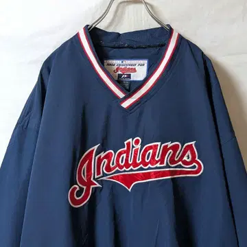 MLB/인디언스/프로 플레이어 풀오버 나일론 자켓e882