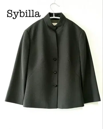 Sybilla 다크 그린 자켓 스탠드 카라