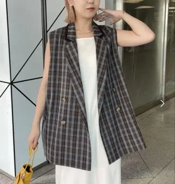 capricieux le'mage 체크 테일러드 베스트