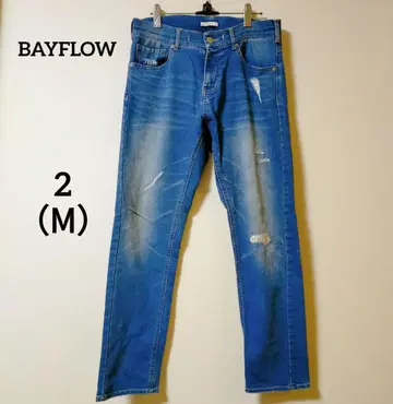 BAYFLOW 베이플로우 파랑 블루 스트레이트 데님 데미지 가공 2 M