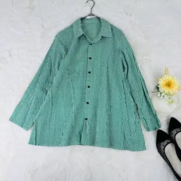 KAGURAYA 카구라야 스트라이프 긴팔 셔츠 블라우스 면 100%