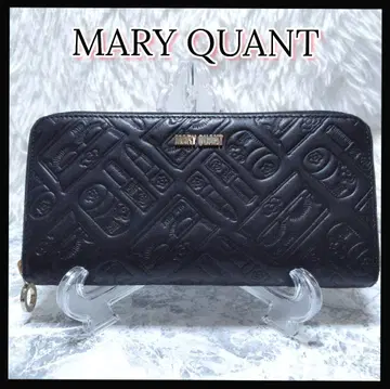 새상품급 MARY QUANT 장지갑 화장품 패턴 엠보 가죽 블랙 올 패턴