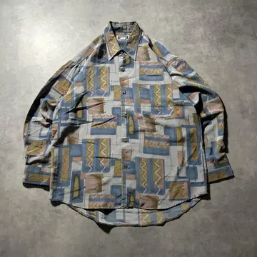 빈티지 올 패턴 유럽풍 어스 컬러 디자인 레트로 셔츠