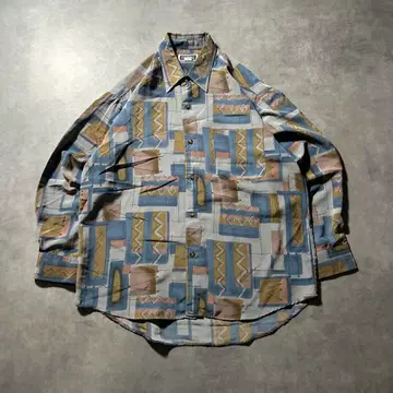 빈티지 올 패턴 유럽풍 어스 컬러 디자인 레트로 셔츠