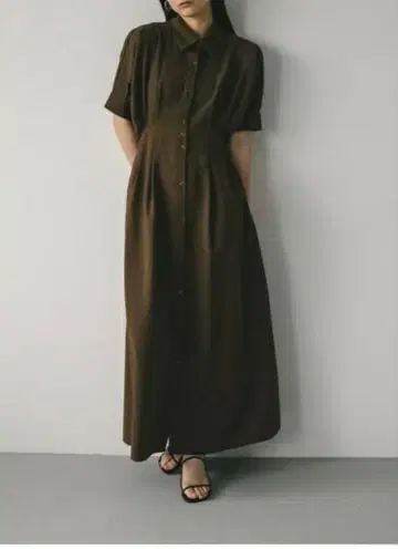 스타일 미키서 턱 슬리브 셔츠 원피스