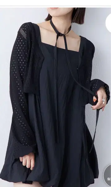mystic 시스루 숏 볼레로 블랙