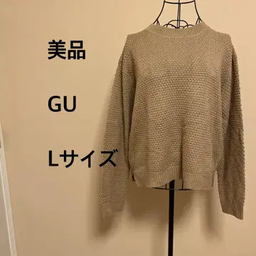 [ 새상품급 ] GU/여성용/긴팔/둥근넥/니트/베이지/무지/심플