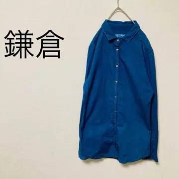 카마쿠라 긴팔 데님 셔츠 버튼업 골드 버튼 일본제 캐주얼 면 혼방