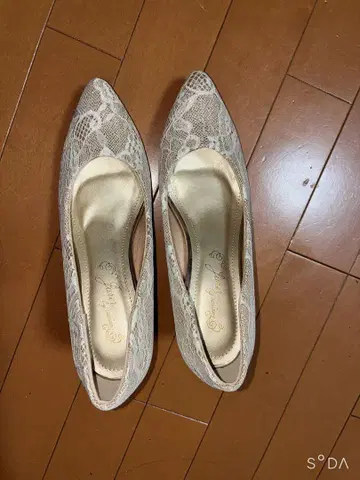 아이보리 레이스 펌프스 6cm 힐 size LL