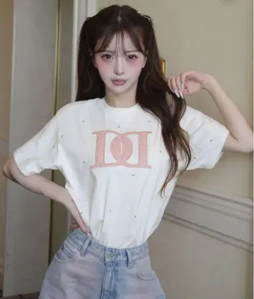 퀼팅 아플리케 비쥬 T셔츠