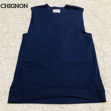 CHIGNON 시뇽 롱 베스트 네이비 프리 사이즈 다크 네이비