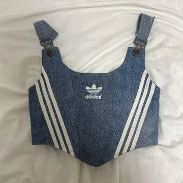 adidas 리메이크 데님 뷔스티에 슬리브리스 스트라이프