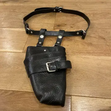 가죽 파우치 허리 백 소가죽 바이커 블랙