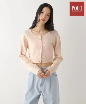 Heather POLO 케이블 니트 핑크