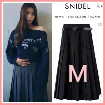 정가 이하 신상 새상품 SNIDEL 벨트 플리츠 롱 스커트