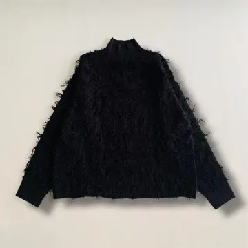 Ray BEAMS 2023AW 컷 자카드 프린지 하이넥 니트