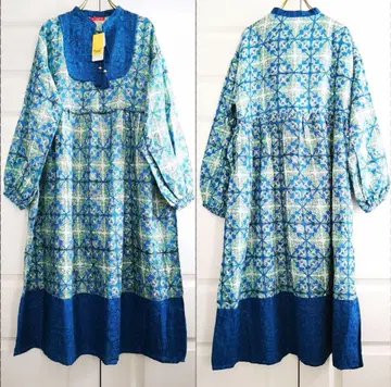 택 포함 새상품 차이하네 목판 프린트 원피스 에스닉 오리엔탈 모로칸