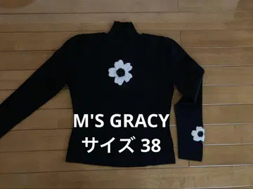 M'S GRACY 꽃 모티브 블랙 니트 스웨터