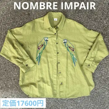 NOMBRE IMPAIR 앵무새 자수 빅 셔츠 여성용 프리 사이즈
