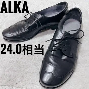 ALKA 블랙 레이스업 슈즈 24.0 상당 로퍼 가죽 신발