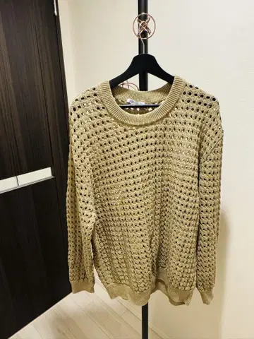 ZARA 카키 메쉬 니트 스웨터