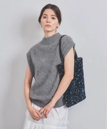 UNITED ARROWS 폭스 캐시미어 하이넥 니트 베스트