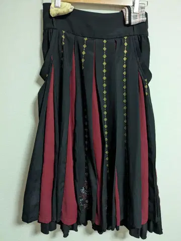 ozzon 하카마 스커트 블랙 레드