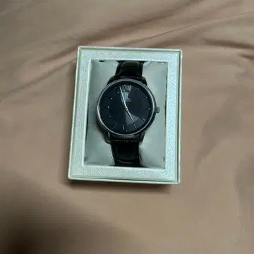 LANCETTI 블랙 가죽 손목시계