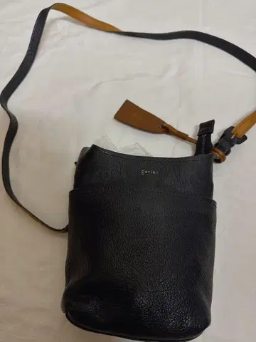 genten 블랙 가죽 숄더백