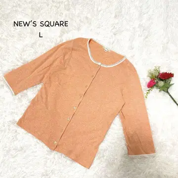 뉴스 스퀘어 [ L ] 오렌지 5부 소매 가디건 레이스 포함 걸리시