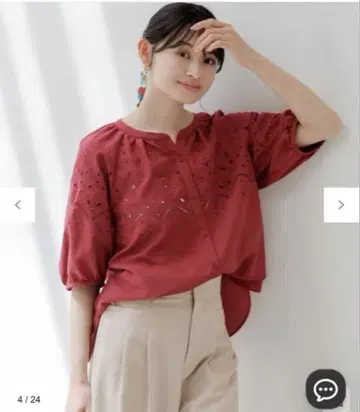 애니시스 새상품 [세탁 가능] 컷워크 자수 블라우스
