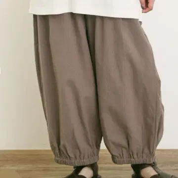 사만사 모스모스 면린넨 평직 허리 절개 개더 벌룬 팬츠 (모카)