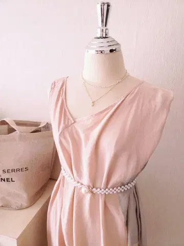 [ 미사용 새상품 ] 살몬 핑크 실크 원피스 gypsy rose 루즈핏