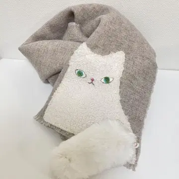 보아 고양이 울 숄 (베이지)
