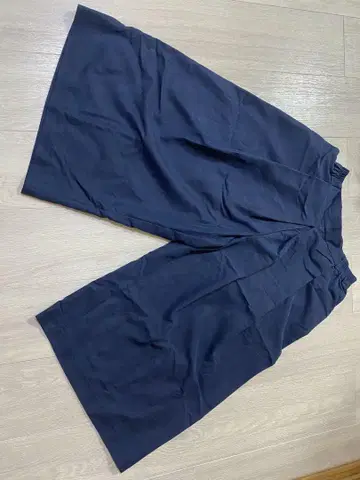 네이비 코튼 와이드 팬츠