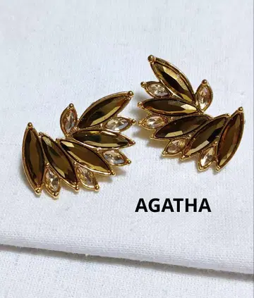 10q AGATHA PARIS 골드 리프 모티브 귀찌 귀걸이