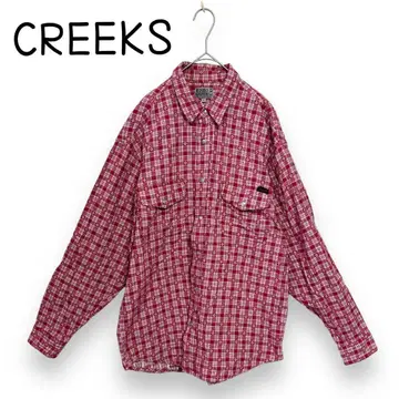 CREEKS 긴팔 셔츠 플란넬 셔츠 구제 의류 M 사이즈 빨간색