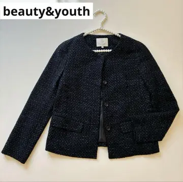 beauty&youth 노카라 자켓 네이비 플레어 고급 S