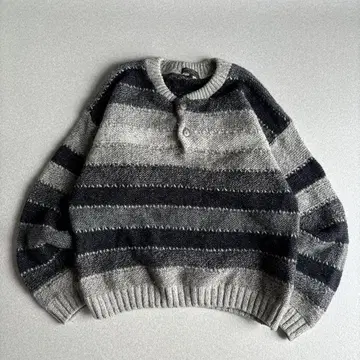 (구제 의류) 90s 헨리넥 보더 니트 패턴 스웨터 vintage